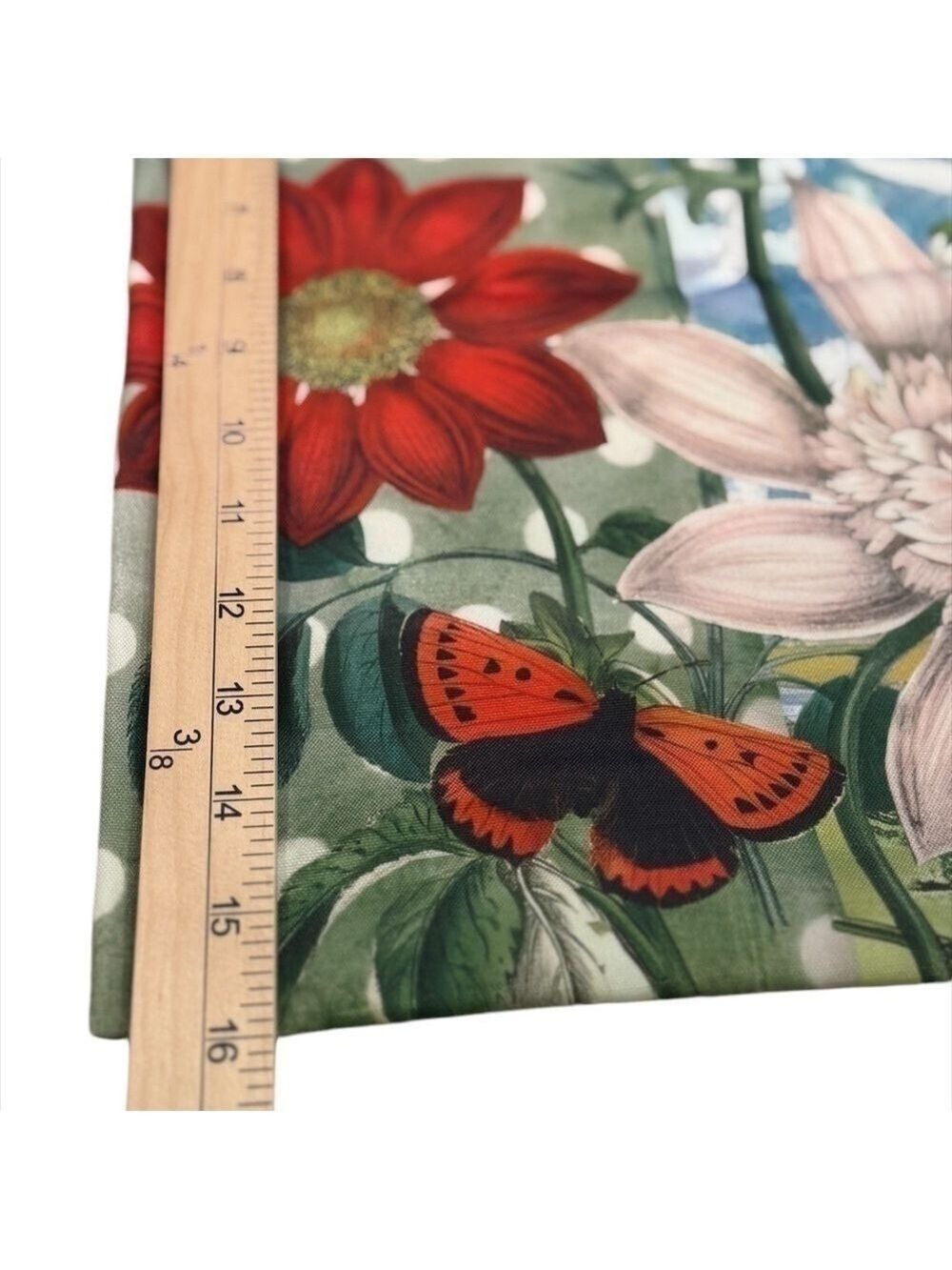 Floral Polyester Tote Bag Butterfly Accents - Picture 2 of 3